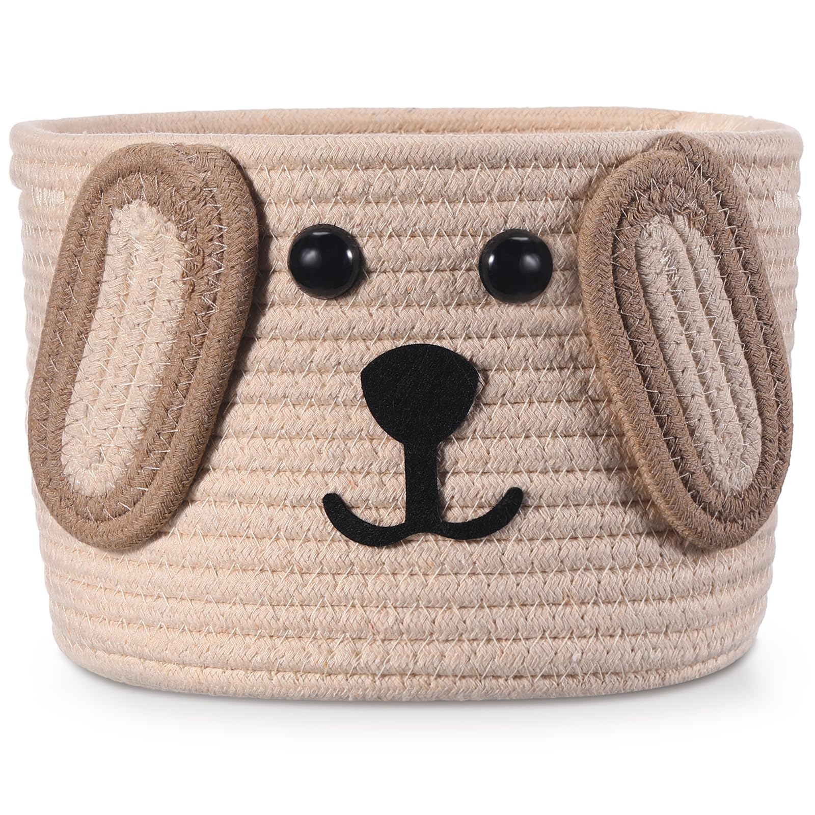 Panier tissé avec oreilles chien boîte de rangement jouets et linge maison