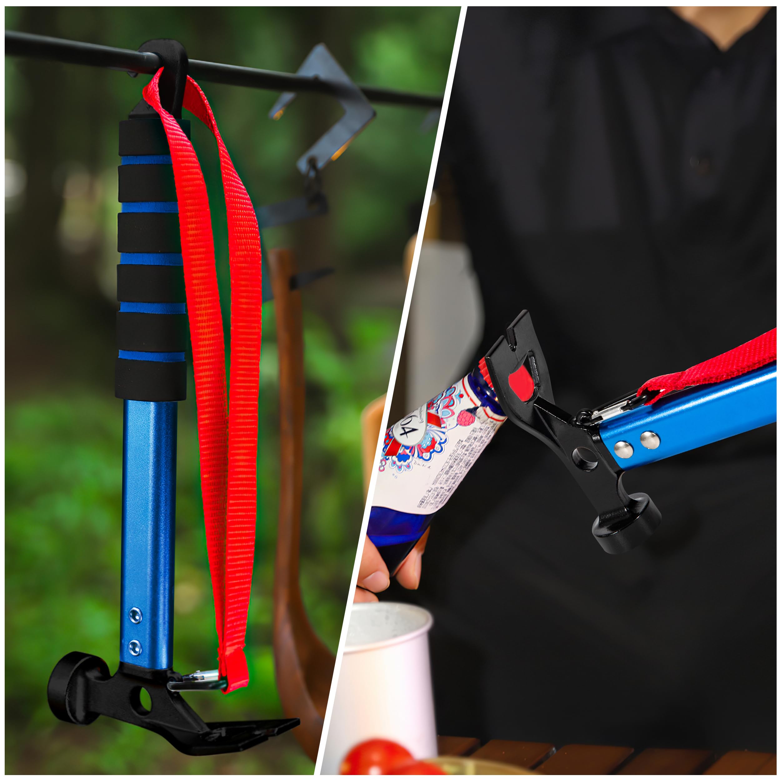 Zelt Hammer Leichte Aluminium-Campinghammer mit Haken Multifunktional Tragbar Hammer für Camping Outdooraktivitäten Blau