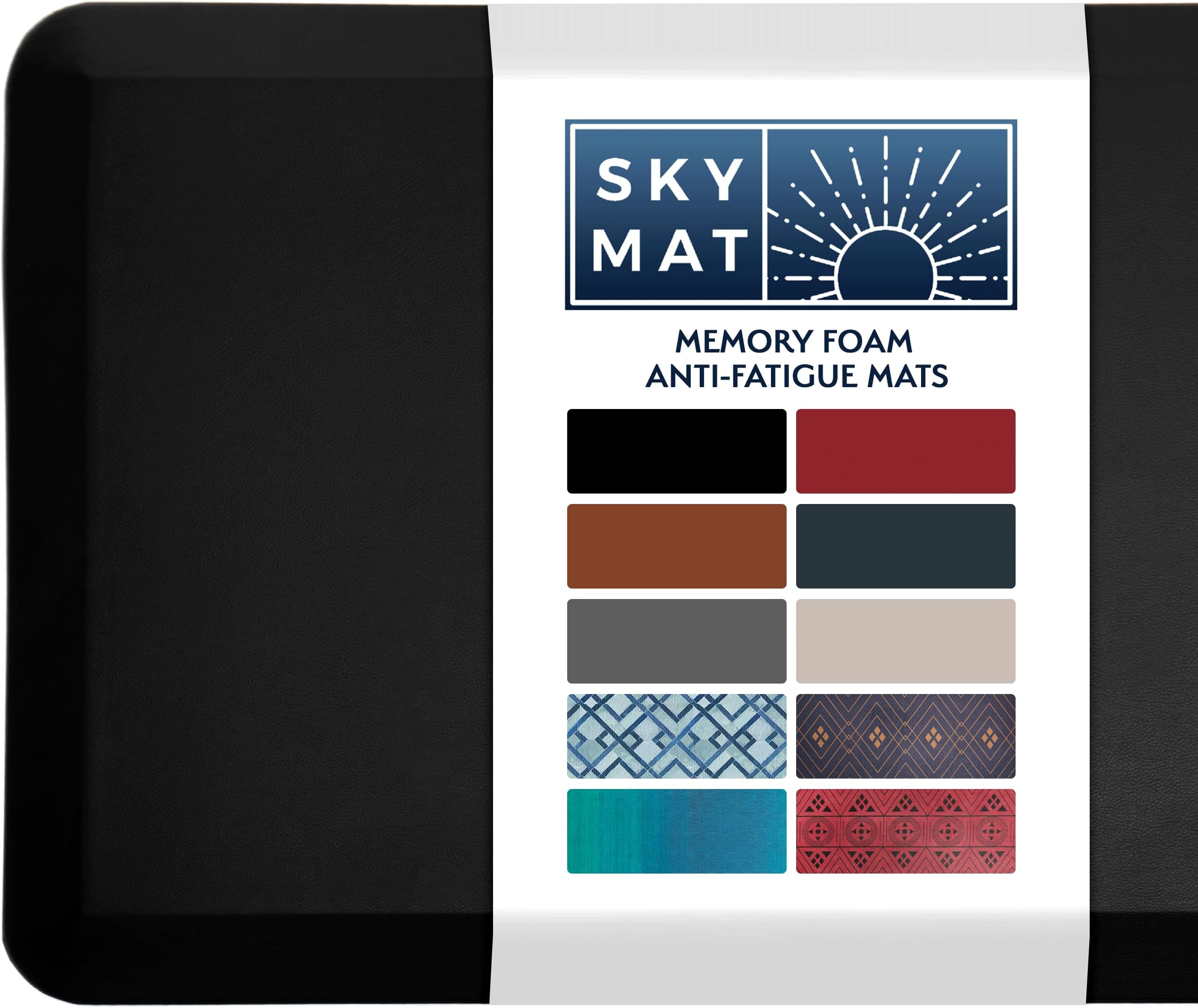 Sky Solutions Anti Fatigue Floor Mat - 3/4" Thick Cushioned Kitchen Rug, Standing Desk Mat - Comfort at Home, Office, Garage - Non Slip, Durable and Stain Resistant (17" x 24", Black)