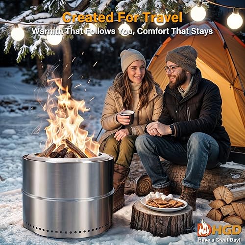 Miniatura 9 de HGD Chimenea sin humo de 19 pulgadas para exteriores, hoguera de acero inoxidable, hoguera sin humo para exteriores con bolsa de transporte para