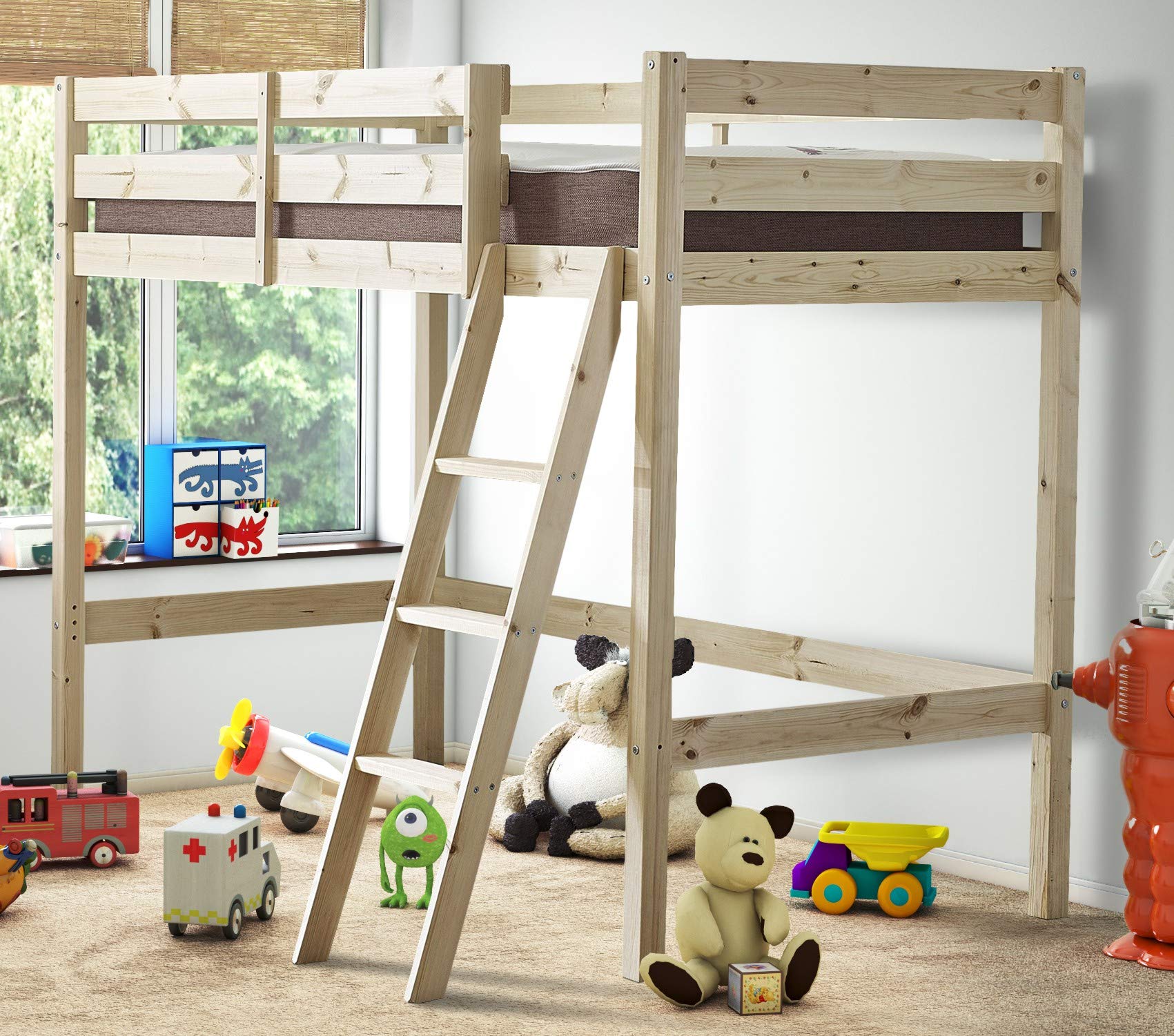 Strictly Beds and Bunks Oscar High Sleeper Loft Bunk Bed, 4ft 6