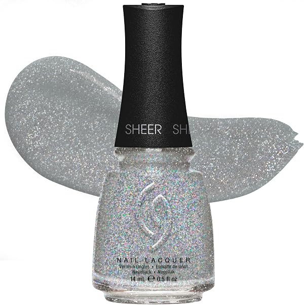 China Glaze CG Nail Lacquer Fairy Dust – Sheer, Fine Silver Glitter Nail Polish, Quick Dry, Chip Resistant for Salon & DIY Manicure, 0.5 fl oz