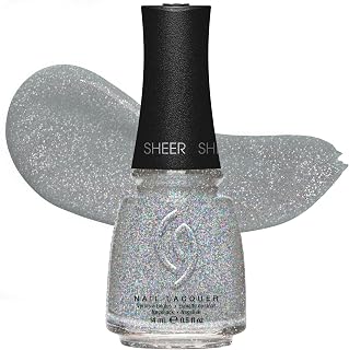 China Glaze CG Nail Lacquer Fairy Dust – Sheer, Fine Silver Glitter Nail Polish, Quick Dry, Chip Resistant for Salon & DIY Manicure, 0.5 fl oz
