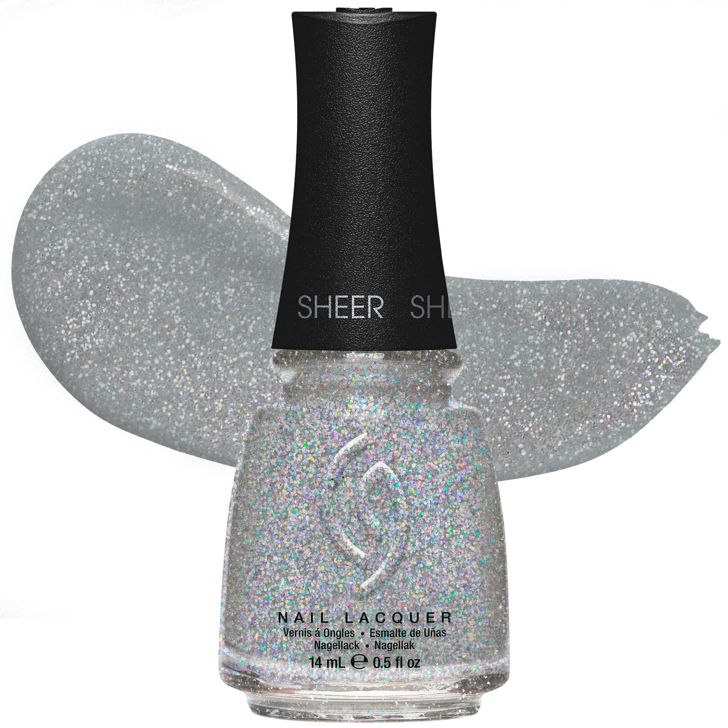 China Glaze CG Nail Lacquer Fairy Dust – Sheer, Fine Silver Glitter Nail Polish, Quick Dry, Chip Resistant for Salon & DIY Manicure, 0.5 fl oz