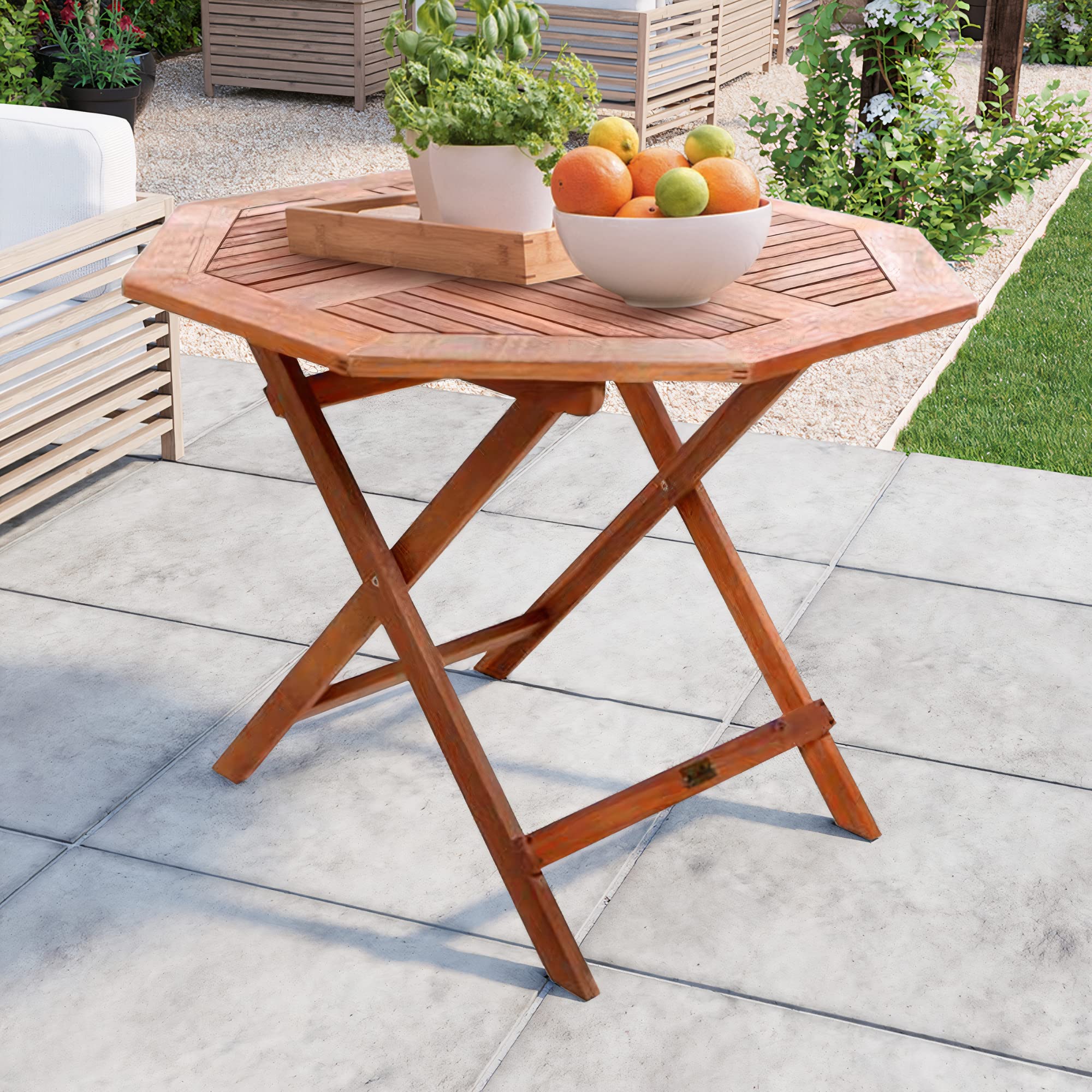 BillyOh 1m Folding Table Garden Furniture Acacia Wood Folding Tables