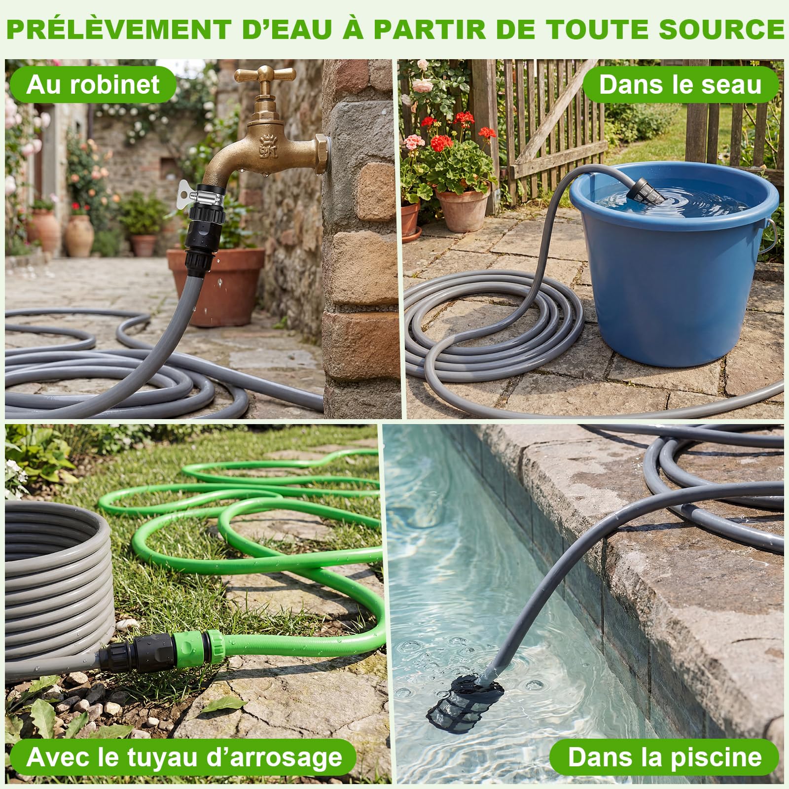 VOERJIA Nettoyeur Haute Pression sans Fil 21V - 1000 PSI Pistolet de Lavage Portable avec 2 Batteries 4.0Ah (Indicateur LED), Buse 6-en-1 pour Voiture, Vélo, Terrasse, Fenêtre et Jardin