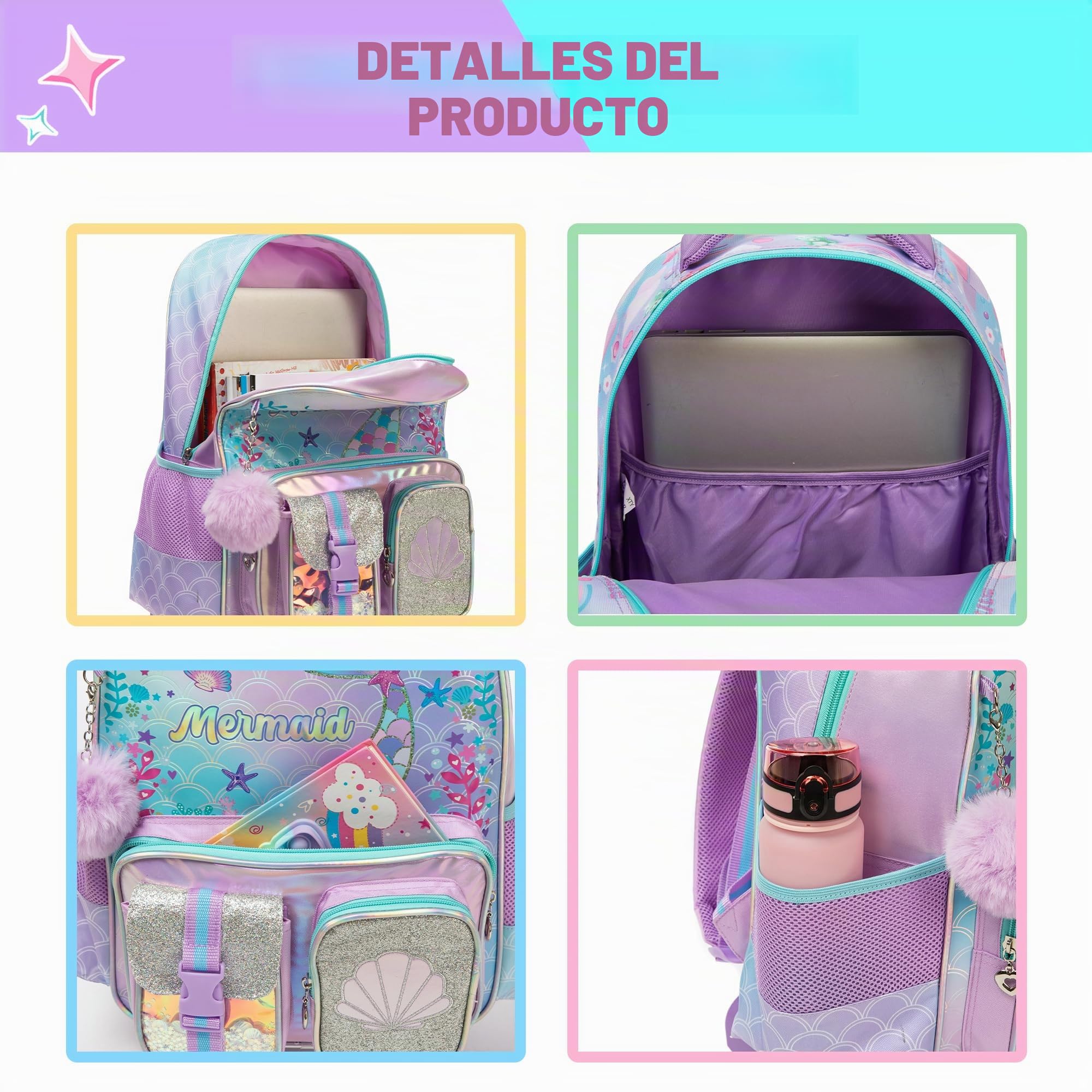 HTgroce Mochila Escolar Trolley Niña,Mochilas Escolares con Ruedas Mochila Escolar Primaria con 6 Ruedas Trolley Multi-Bolsillos Diseño Mochila
