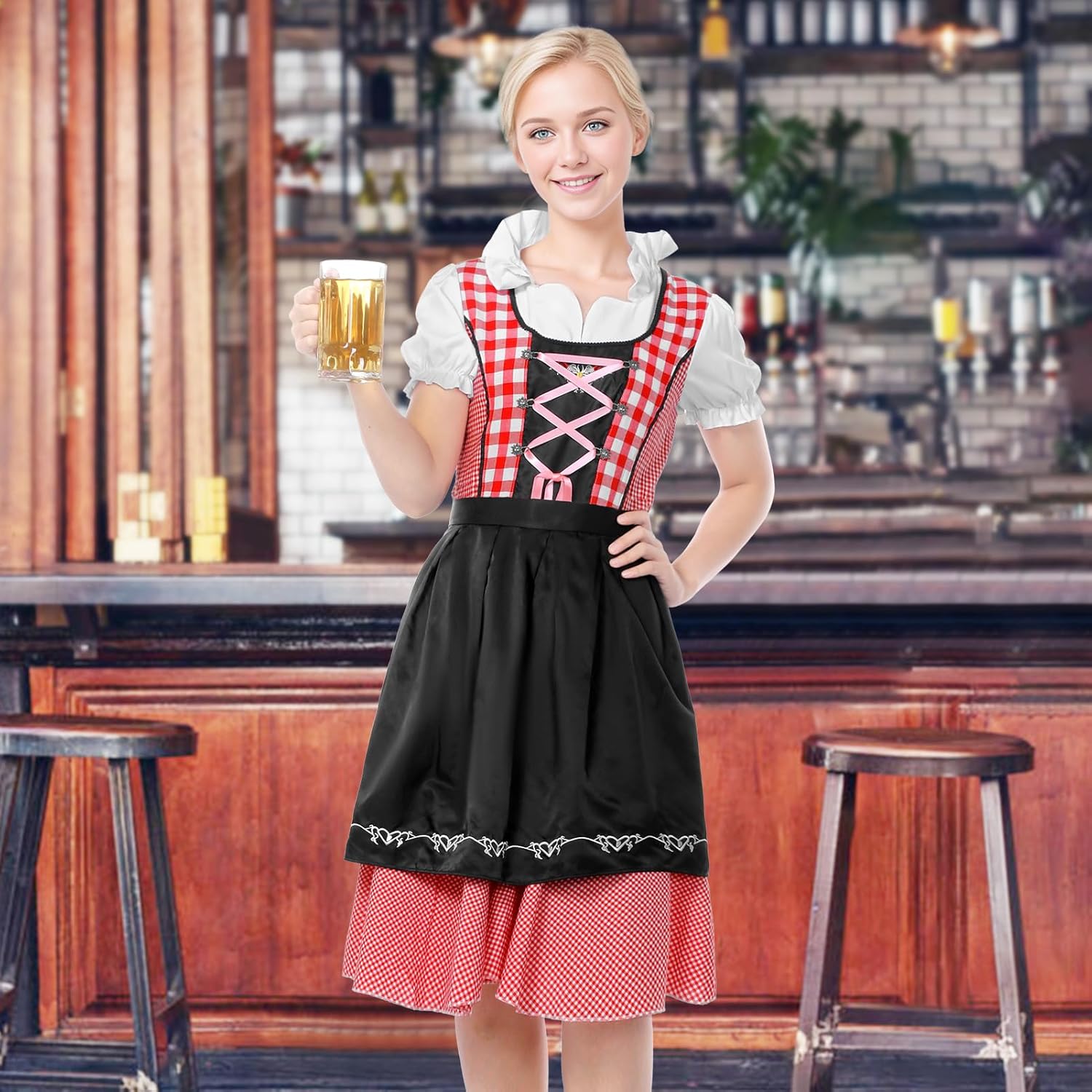Dirndl Dresses Women, Oktoberfest Outfits October Festival Costume for Women Dirndl Dress with Apron - Image 9
