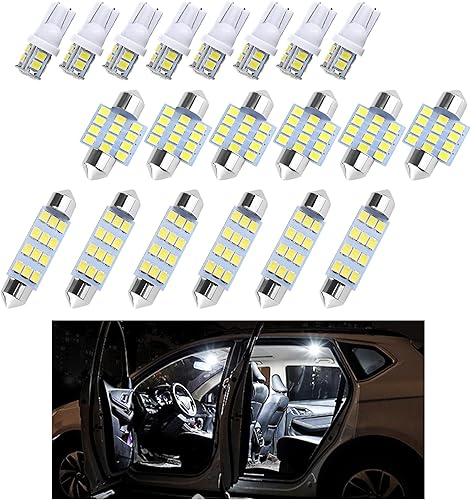 20 luces LED 6000K 12-SMD para el interior del automóvil (T101.220in1.654in) CANBUS 1206 chipsets bombillas LED, iluminación gran angular para luz