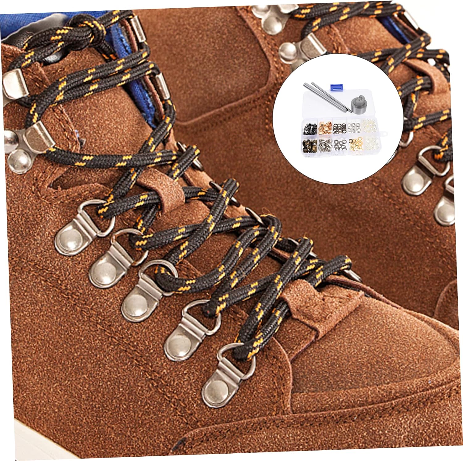 1Set Durable Boot Lace Hooks Kit of Shaped Buckles for Shoelace Repair for Outdoor Sports DIY Projects and Use