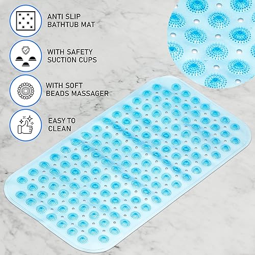 Miniatura 2 de DecorRack Tapete de baño masajeador, tapete de ducha antideslizante con ventosas de seguridad fuertes, sin látex, lavable a máquina, 27.5 x 14