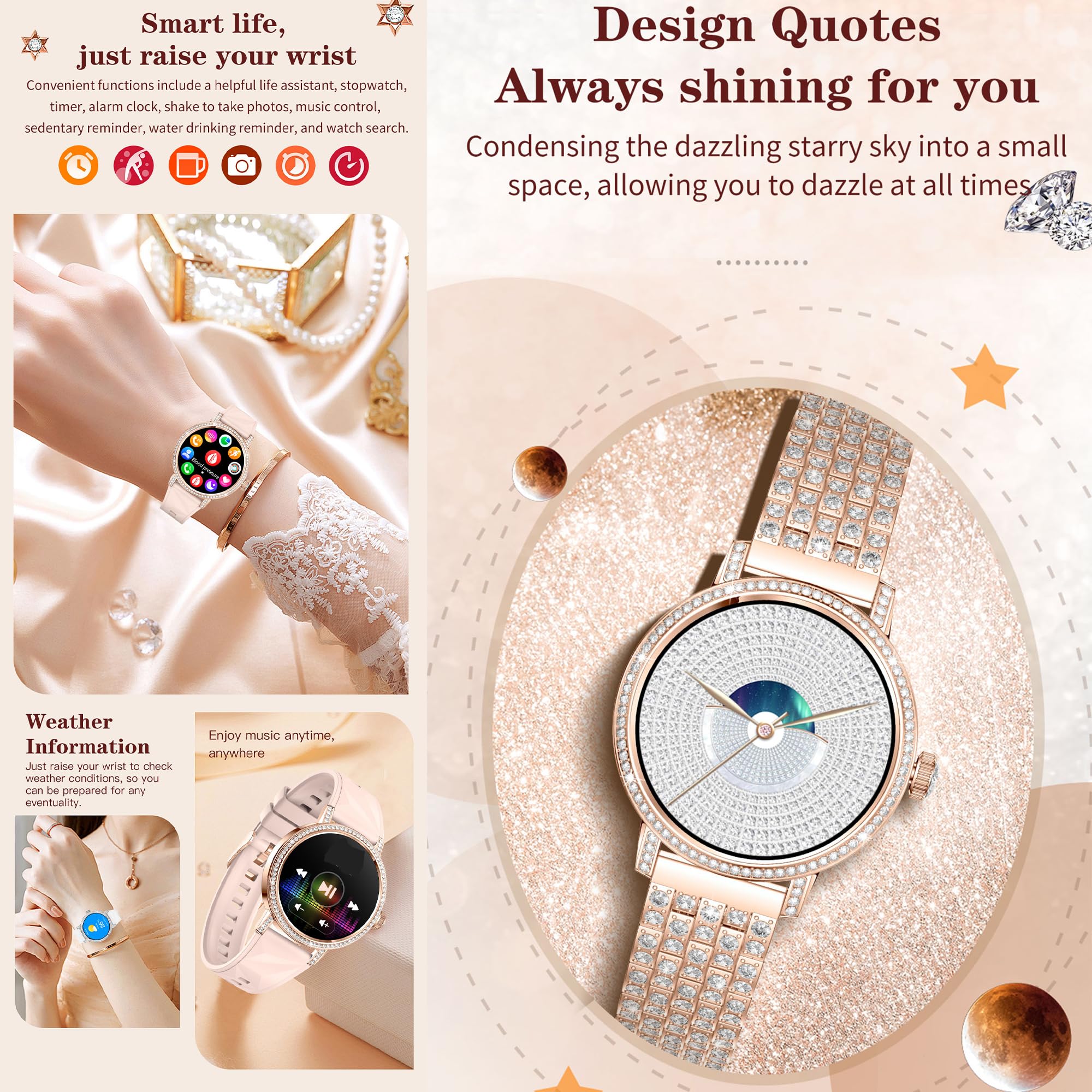 Reloj Inteligente Mujer con Llamadas, 1,27 Pulgada Smartwatch Mujer Deportivo con Podometro Pulsometro SpO2 Sueño Presion Arterial Actividad IP67 Reloj Digital para iOS Android (Plateado)