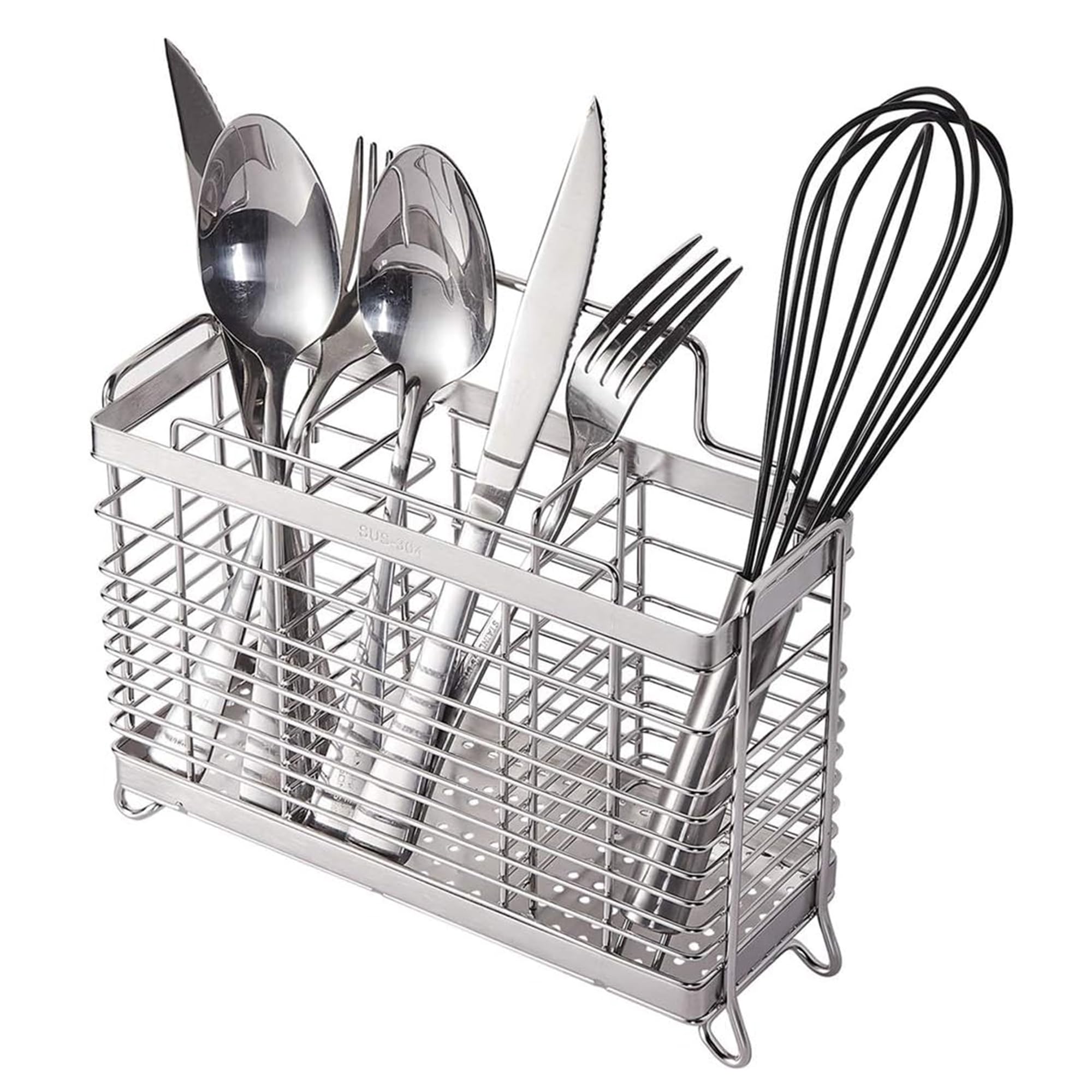 KESOL Utensil Holder Utensil Drying Rack Basket Holder with 3 Divided Compartments, Rust-resistant