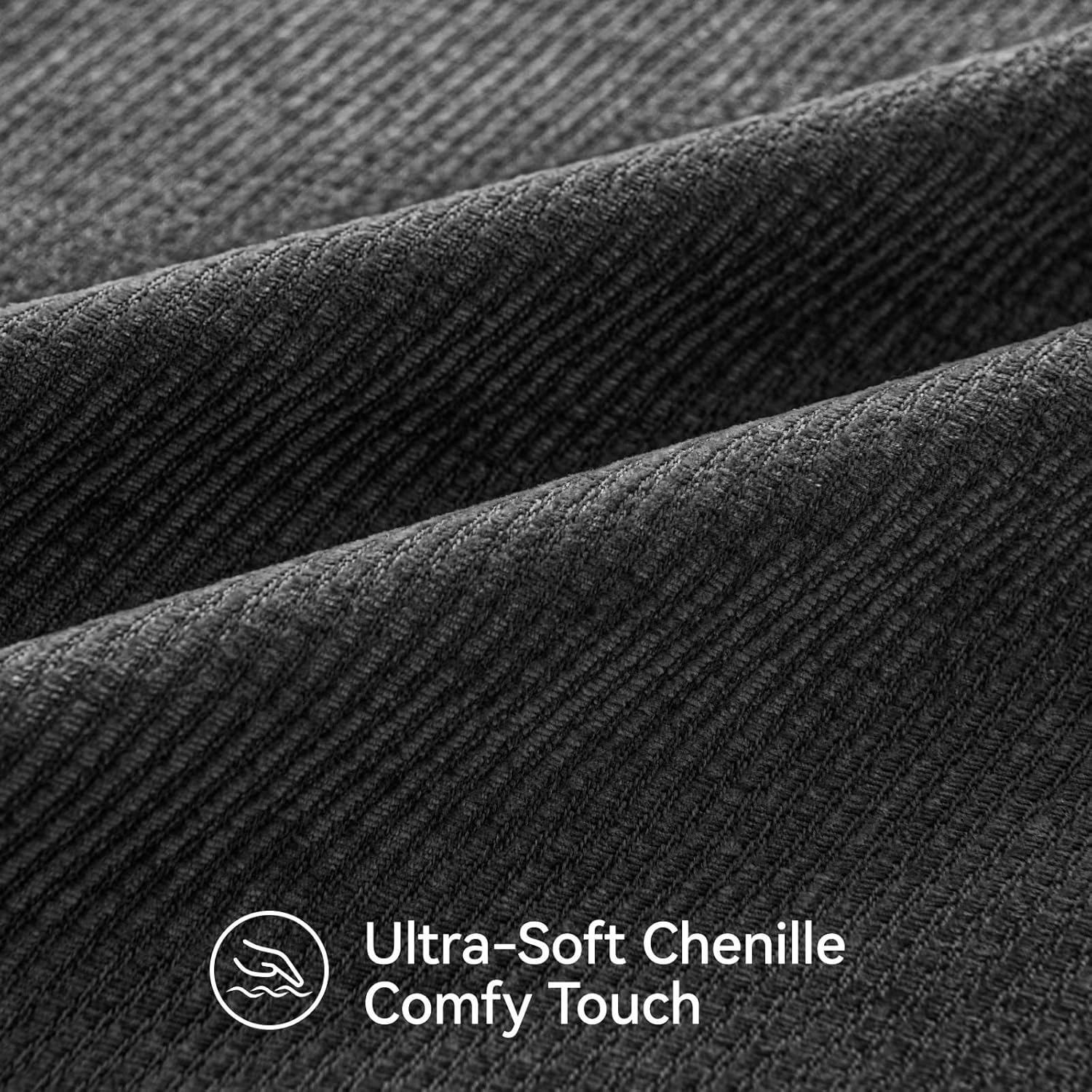 a moment Pack of 2 Decorative Chenille Throw Pillow Covers with Twill Cushion Covers for Sofa Living Room Couch Bed 20x20 Inch Black - Image 3