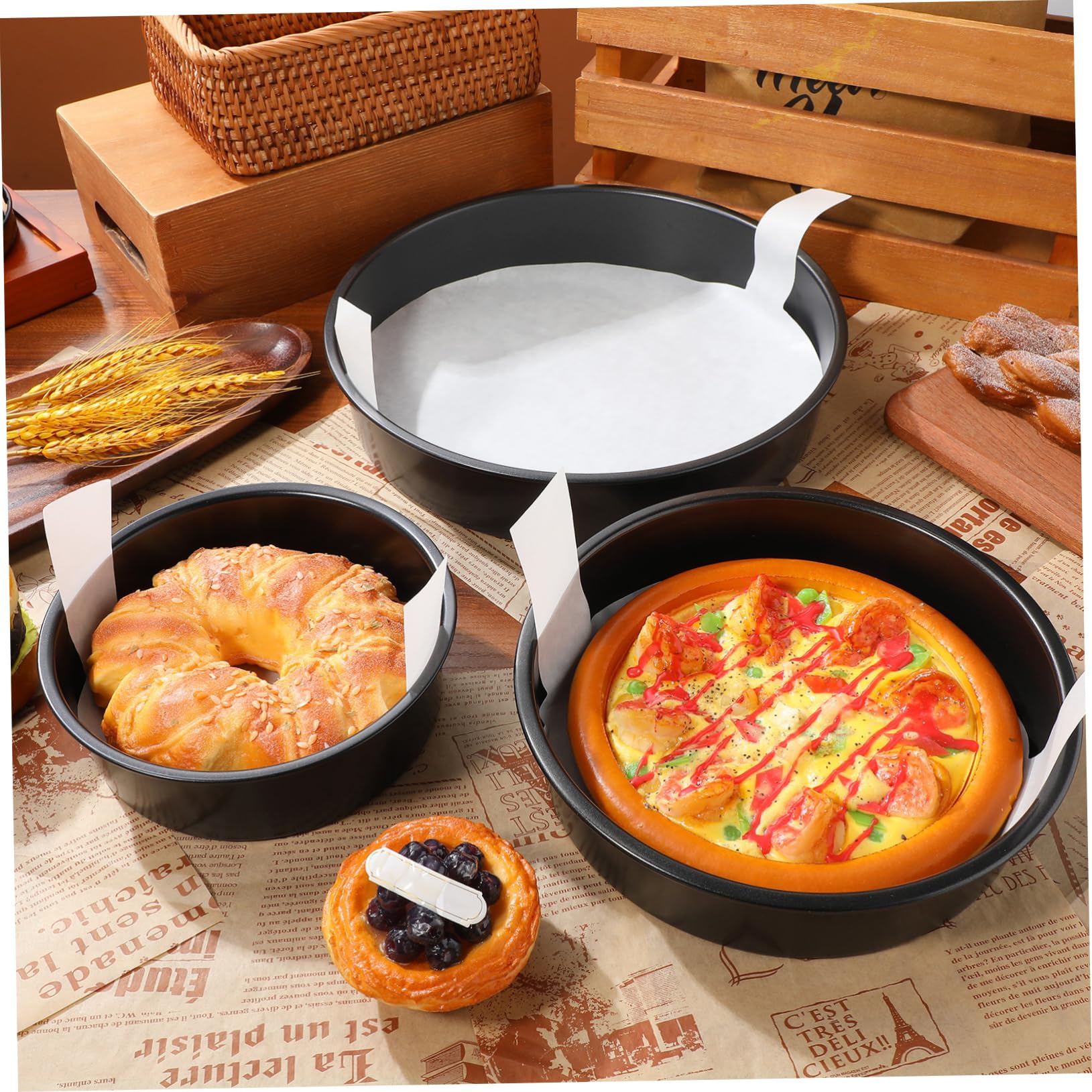 Luxshiny 3 Pezzi Pani per Torte Rotondi Antiadherenti con da Forno Pani per Torte per Preparazioni Facili e Versatili Cucina e