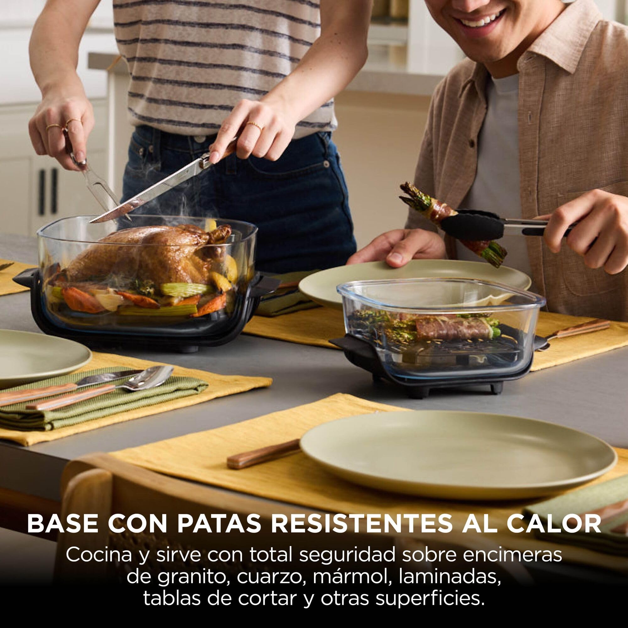 Ninja CRISPi Freidora de Aire portátil, 3,8 l, 4 en 1, freír con Aire, Asar, Mantener Caliente y gratinar, compacta, Incluye 2 recipientes de Vidrio extraíbles y Tapas