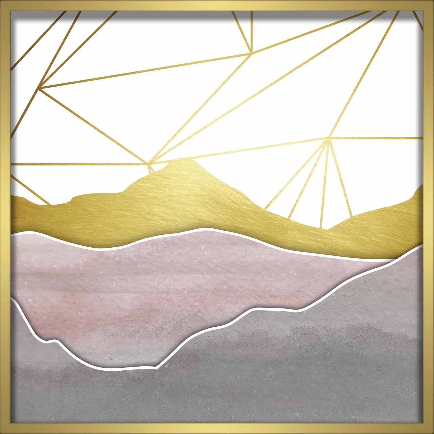 Linden Ave AVE10303 Watercolor Mountains-Blush Shadowbox Wall Art