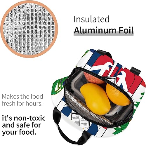 Miniatura 4 de Bolsa de almuerzo portátil aislada para la bandera de República Dominicana, bolsa de almuerzo para aperitivos, cena, trabajo, picnic, transporte