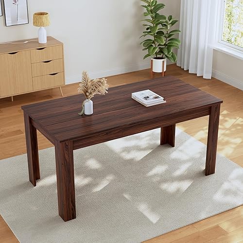 Miniatura 10 de Juego de Mesa de Comedor de 62.9" para 6, Juego de Mesa de Cocina de Tablero MDF con 6 Sillas de Comedor de Tela, Juego de Mesa de Cocina y Comedor