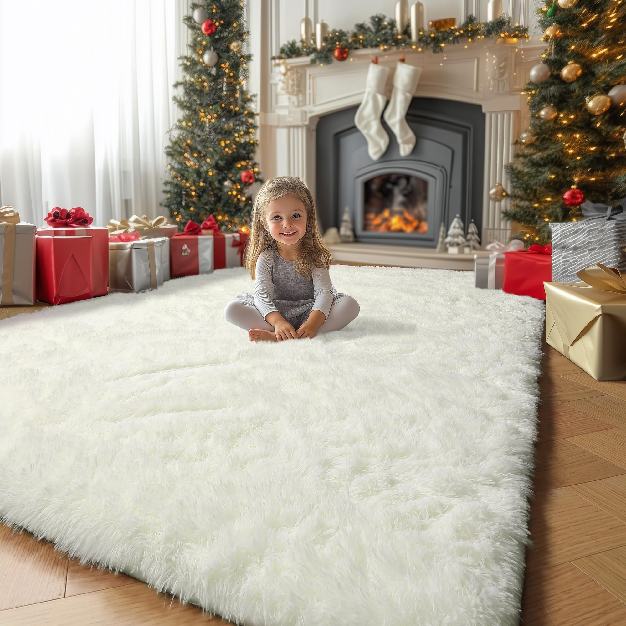 Brown Round Fluffy Rug - 5'X5' for Kids & Teens, Nursery & Dorm, Cute Room Decor