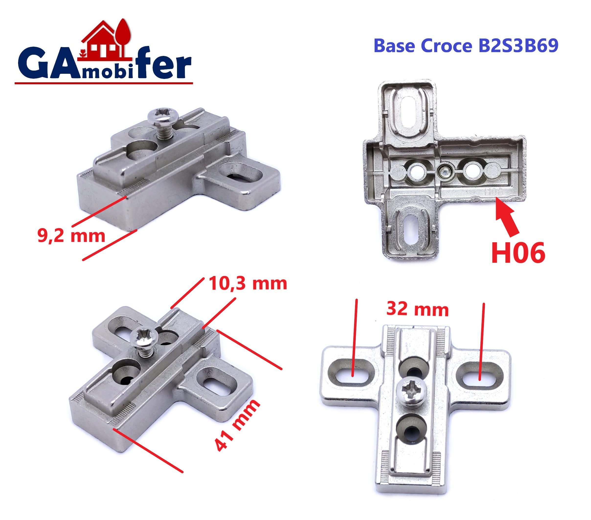 SALICE Base Series 200 with Traditional Mounting. Hinge base for doors and doors. (CROCE H06 ASYMMETRIC ZAMA) - Image 2