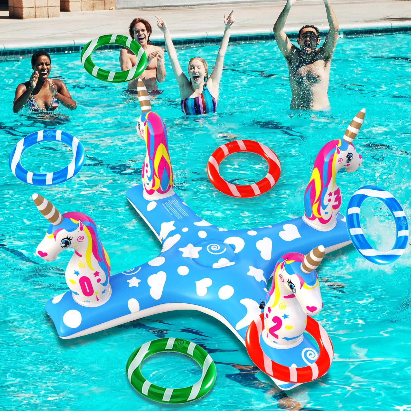 H Style Pool Ring Toss Games Inflatable Pool Toys 6pcs