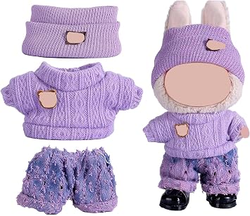 Doll Clothes Set for 17cm Dolls, Valentines Day Outfit for 6.7 Inch Doll,3 Piece Cute Fall Outfit with Hat, Sweater and Pants, Adorable Dolls Clothes Accessories No Doll