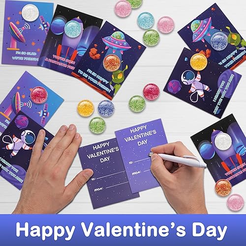 Miniatura 5 de Paquete de 28 tarjetas para el día de San Valentín con bolas rebotantes, tarjetas de felicitación de San Valentín, regalos de bolas rebotantes para