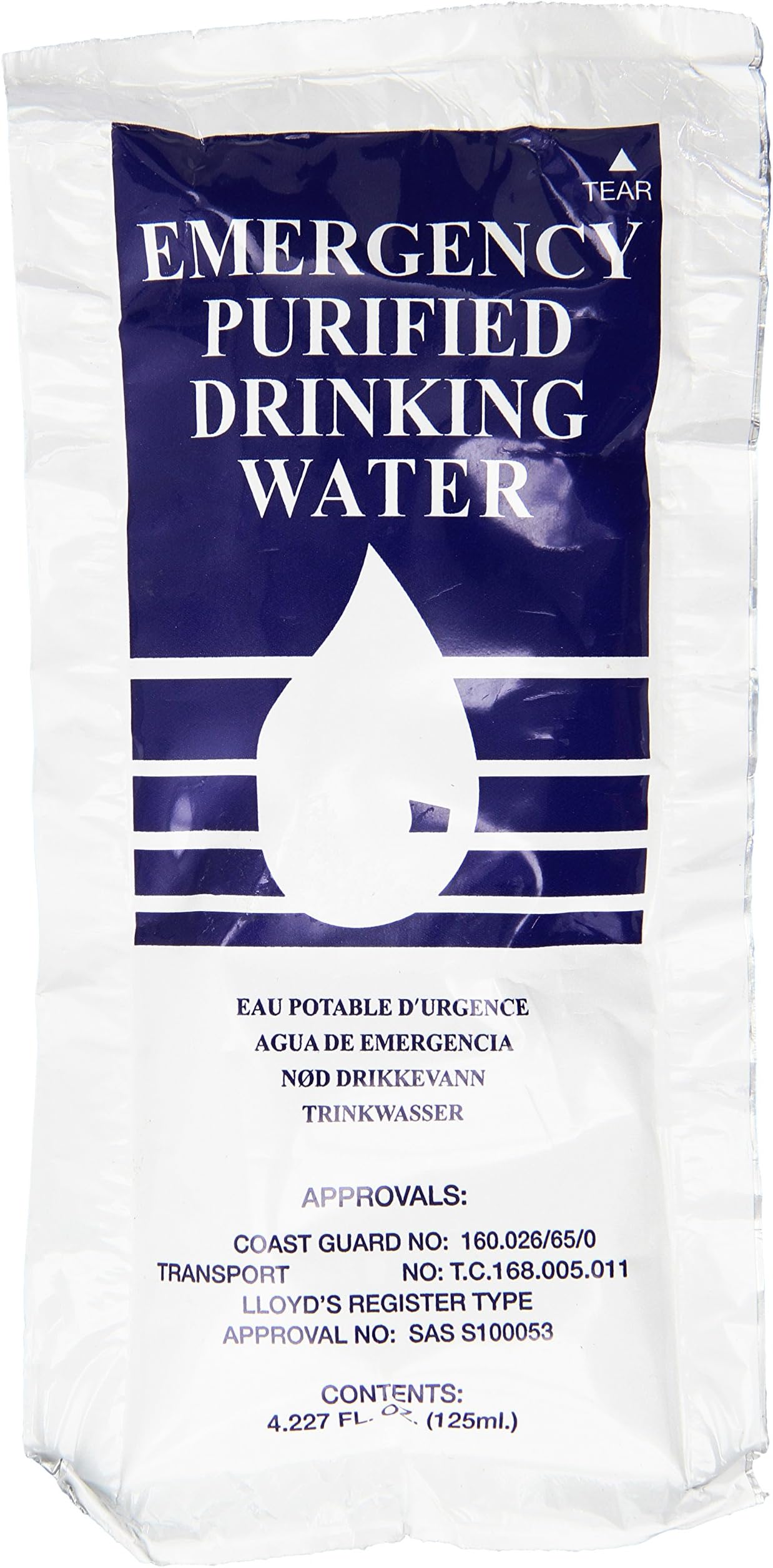 SOS-1 Emergency Drinking Water Pouch 4.225oz.