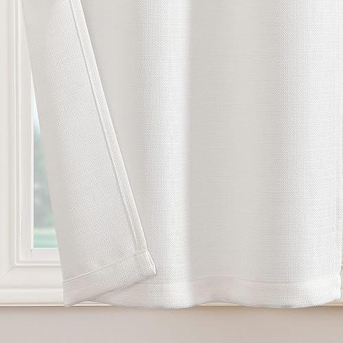 Miniatura 2 de COLLACT Juego de cortinas de cocina con textura de lino, cortinas cortas blancas para ventana de cafetería, 24 pulgadas de largo, para baño,