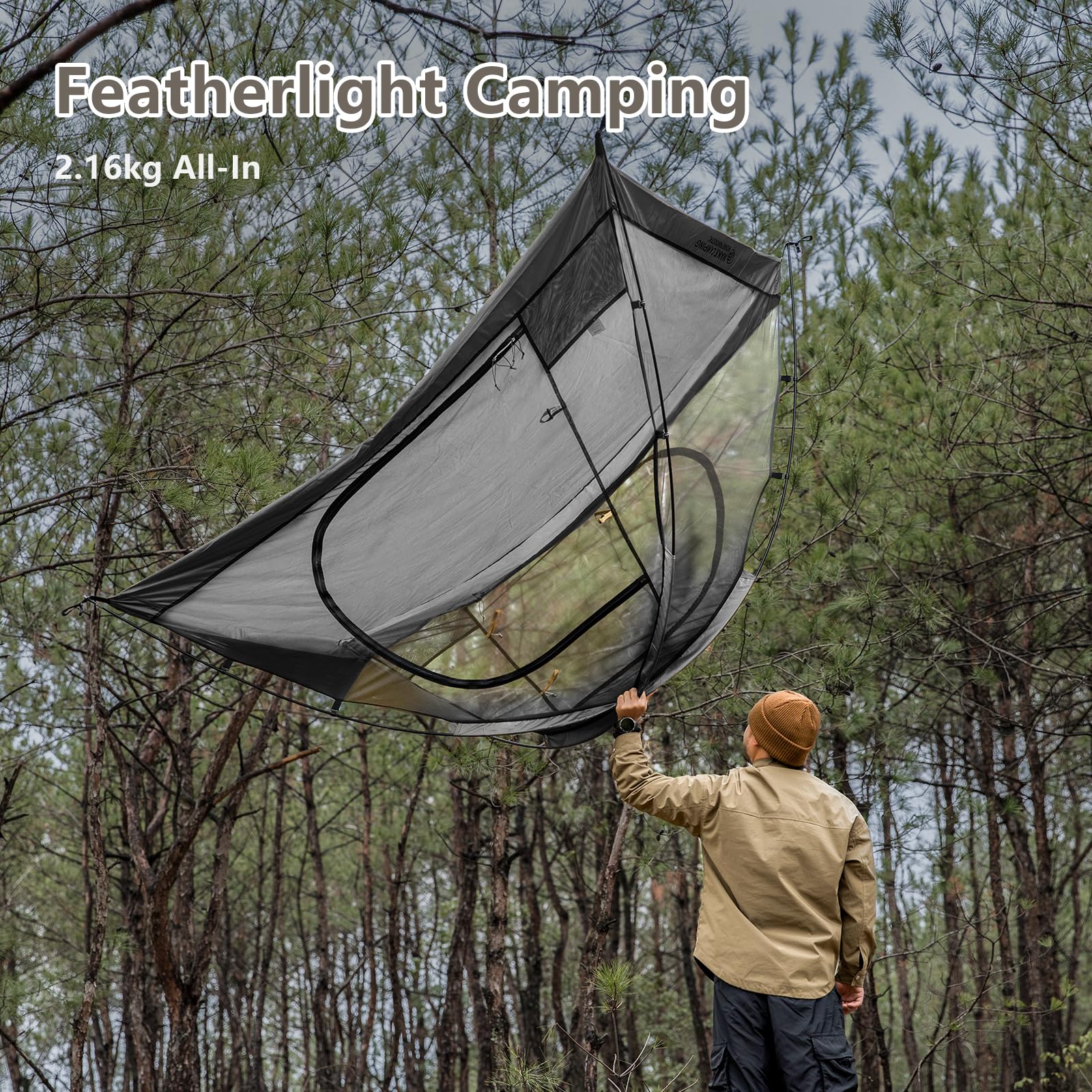 BISINNA Tienda de Campaña Cúpula 2 Personas 3-4 Estaciones | Impermeable y Resistente al Viento | Ultraligera y Compacta para Camping, Senderismo, Festivales