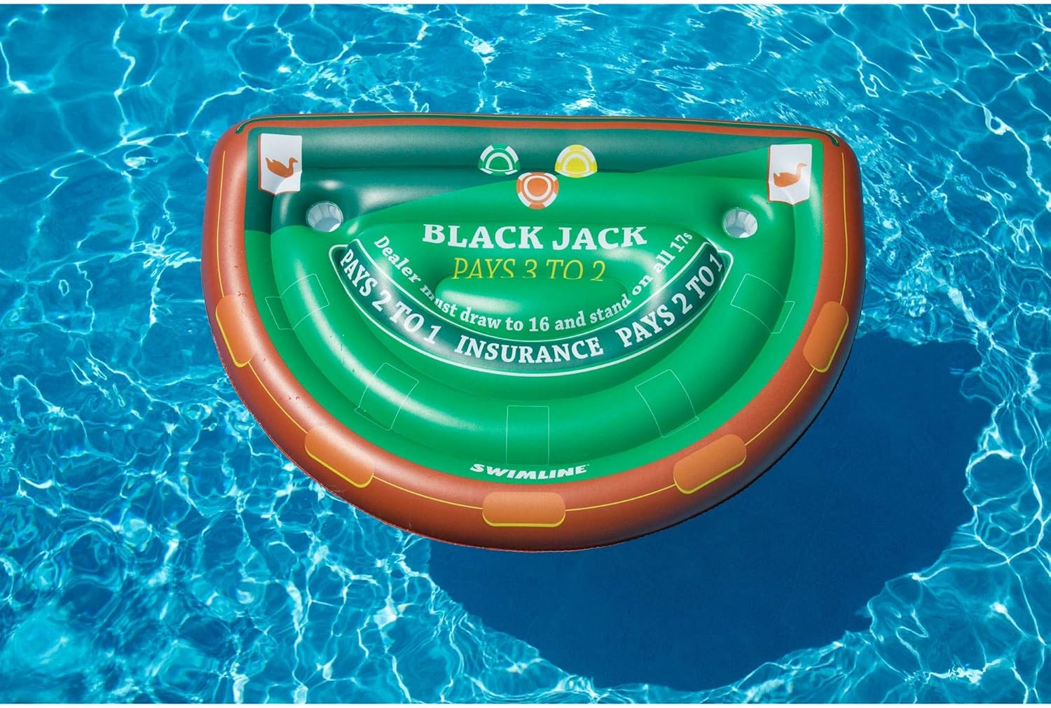 Swimline 90665 Giant Inflatable Swimming Pool Toy Blackjack Card Table Float