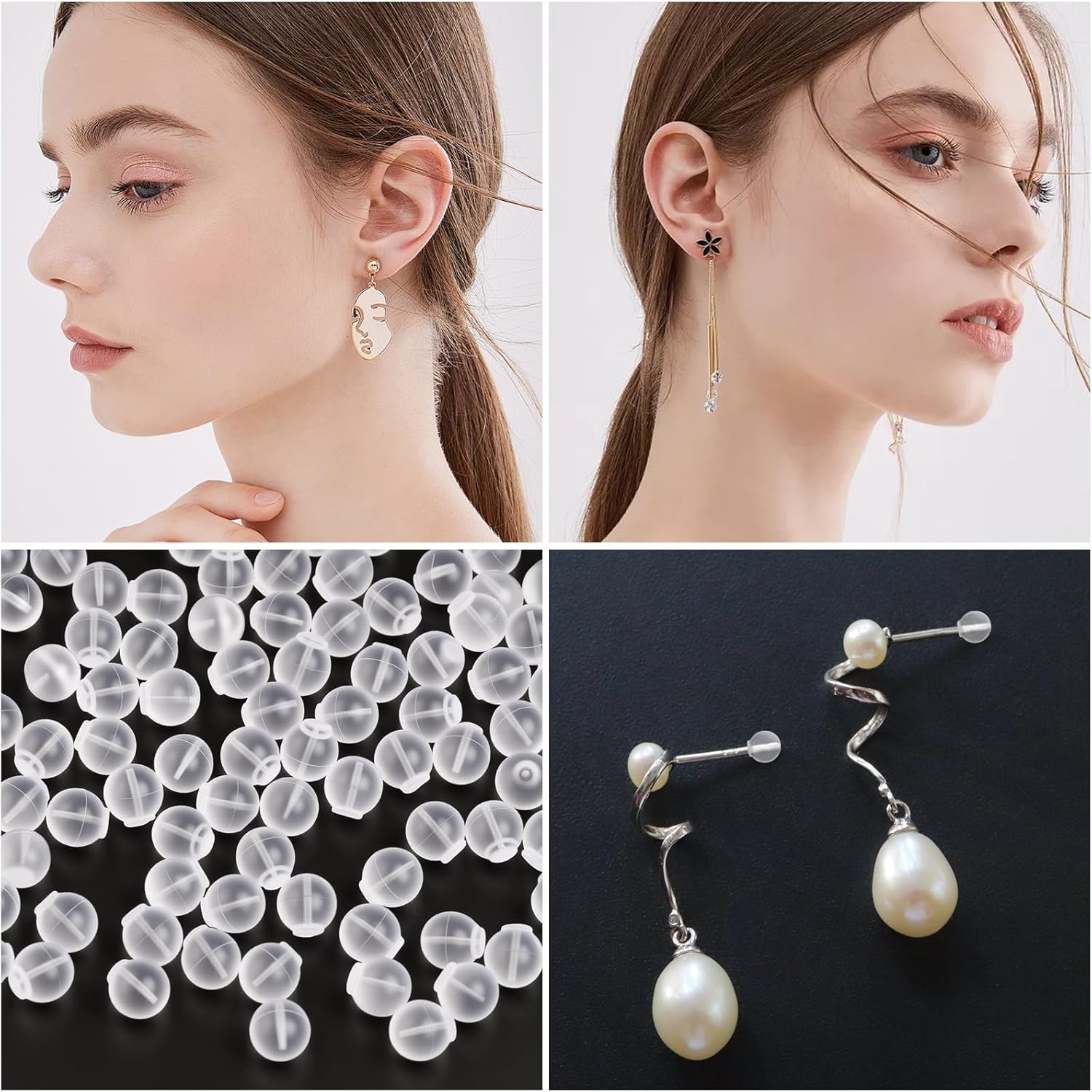 100 pcs Comfort Impenetrable Soft Safety Backs for Earrings, Secure Clear Rubber Earring Backs,Medical-Grade TPE Earring Back All Earrings Types(6.5mm,Same Material as Baby Pacifiers) - Image 3