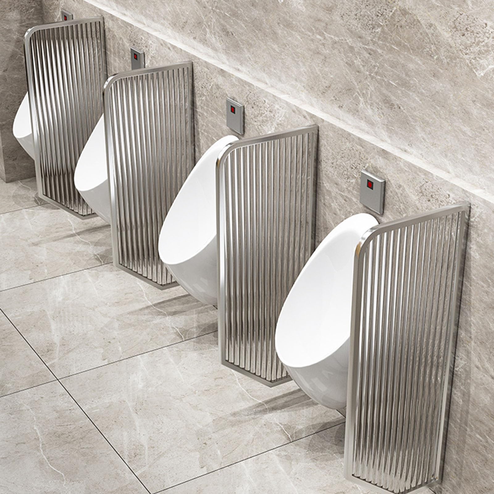 BKSXSOP Urinal Divider Privacy Screen Wall-Mounted Decorative Water Partition for Public Restrooms Shopping Malls Hotels (Color: Silver)