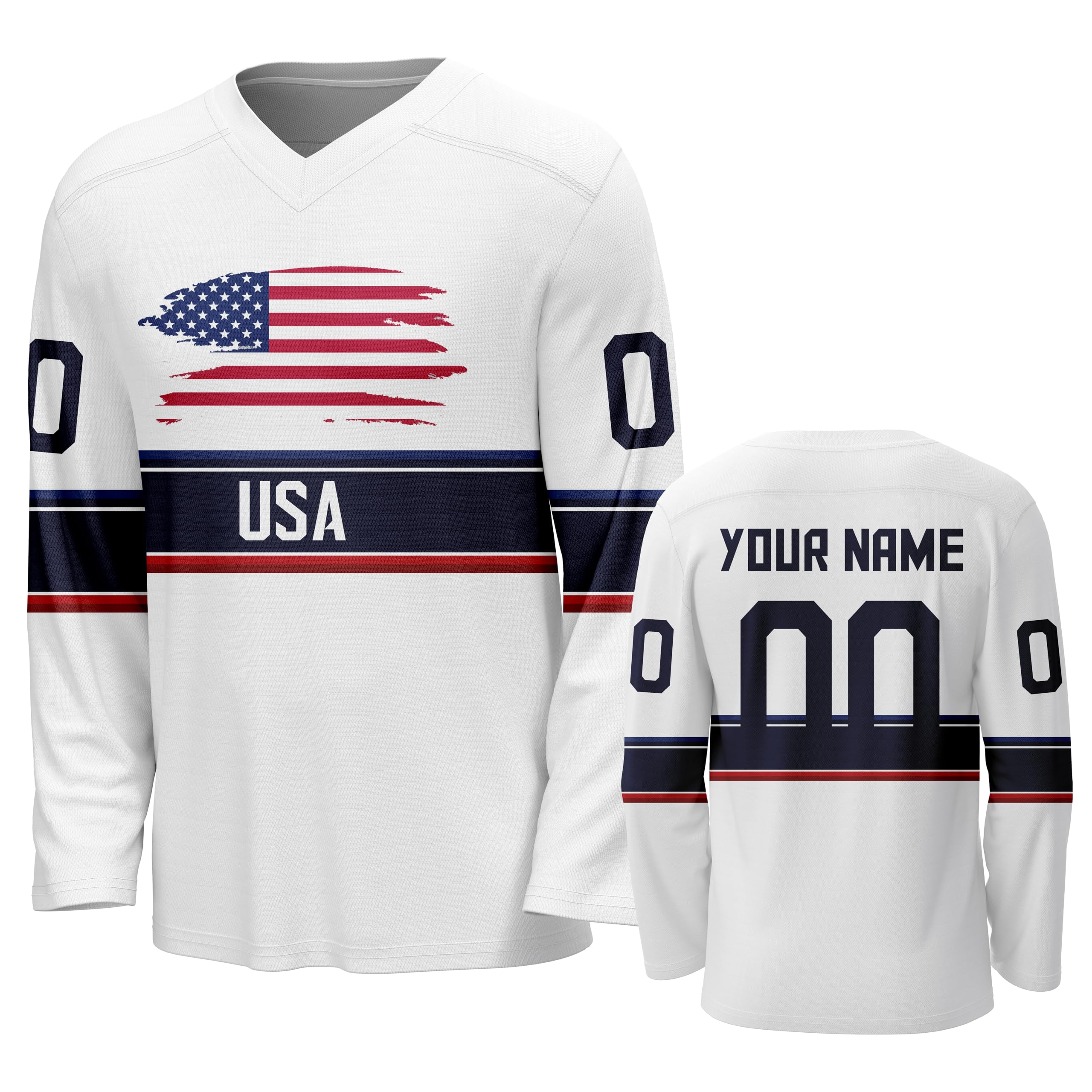 Custom National Hockey Jersey Personalized Name Number V-Neck Sports Ice Hockey Jersey Fans Gift for Men Women Youth