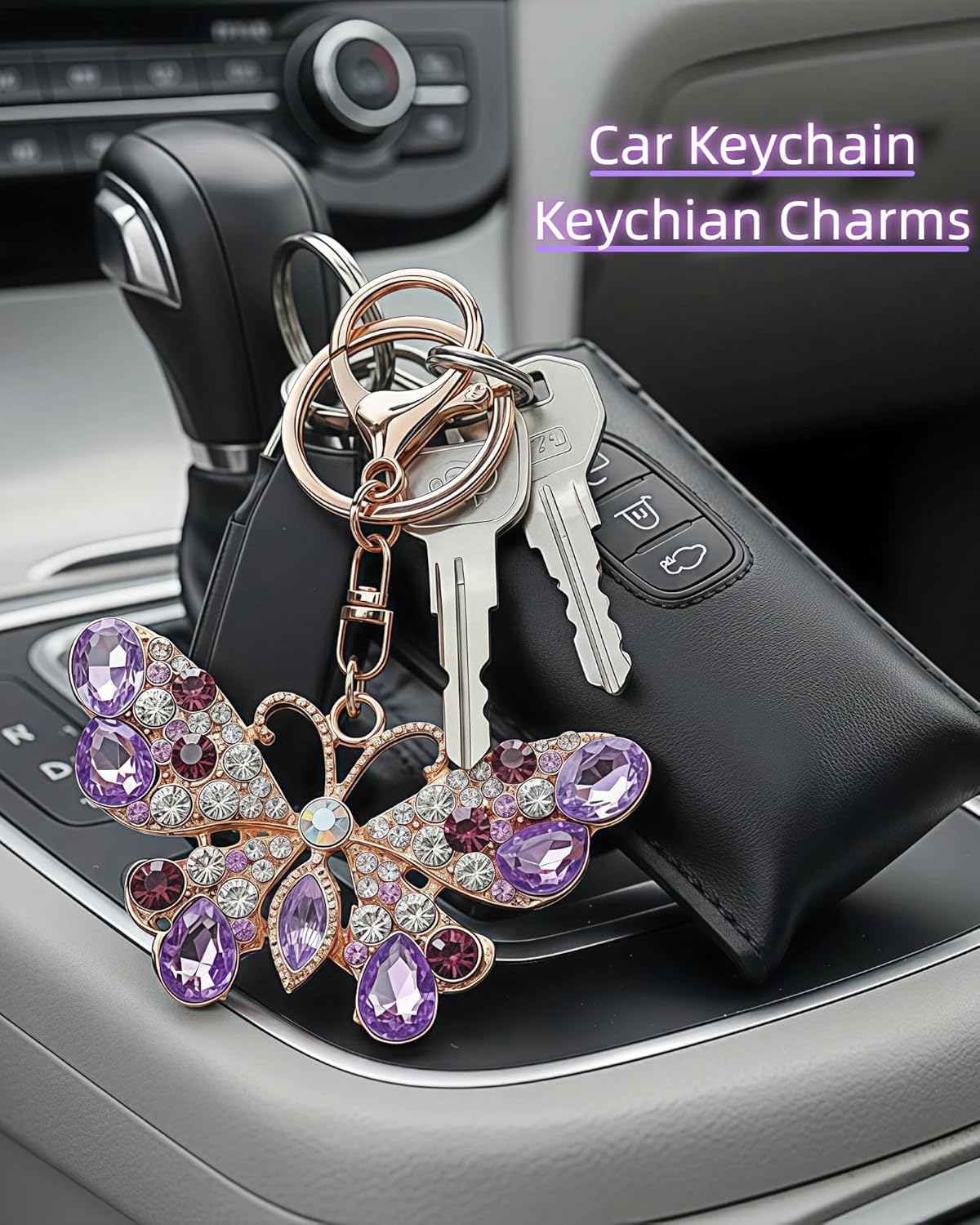 Cute Keychain for Women,Butterfly Bag Charms for Handbag,Purse Charm Car Keyring Charms,Gold Keychains Gift for Girls - Image 5