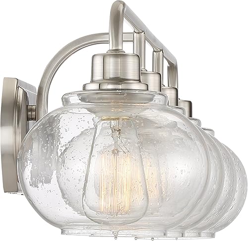 Miniatura 2 de Quoizel TRG8604BN Trilogy - Farol de cristal para pared, 4 luces, 400 vatios, níquel cepillado (8 pulgadas de alto x 36 pulgadas de ancho)
