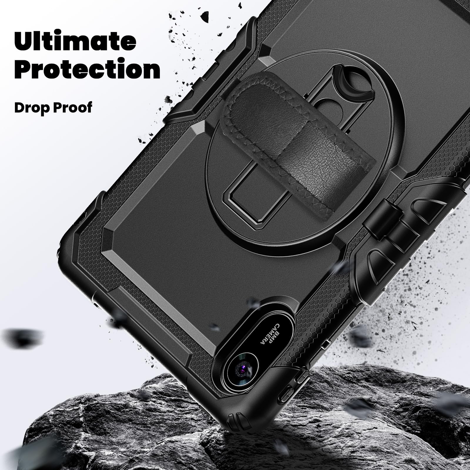 zenrich Coque Antichoc pour Xiaomi Redmi Pad 2 (11 Pouces) 2025, Étui de Protection Robuste avec Protecteur d'écran, 360° Support Rotative, Dragonne, Bandoulière et Porte-Stylet pour Redmi Pad 2–Noir