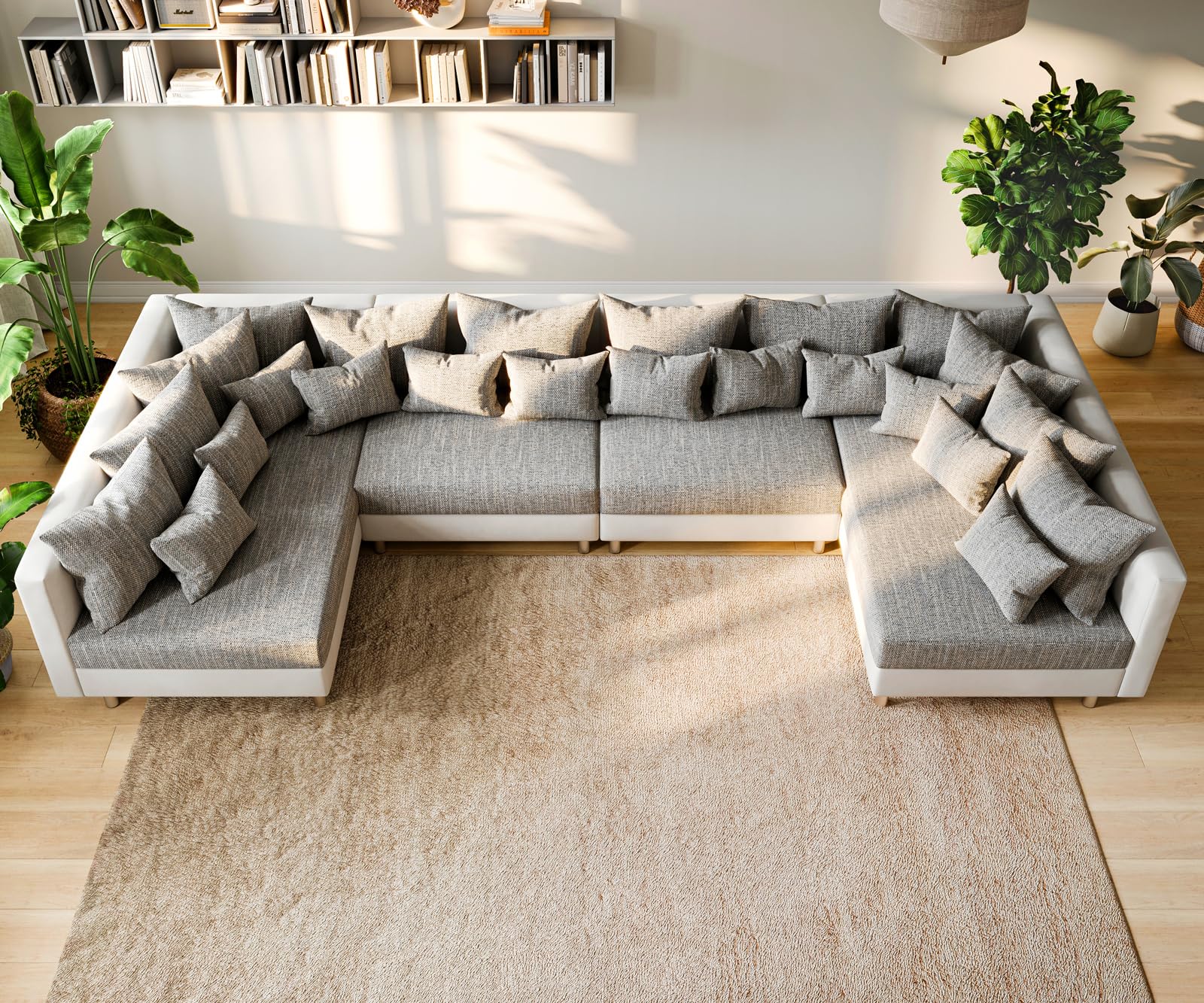 DELIFE Couch Clovis XL Weiss Hellgrau Wohnlandschaft Modulsofa Küche, Haushalt & Wohnen