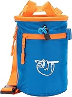 Old Blue Sticky Sloth Chalk Bag for Rock Climbing & Bouldering - Waterproof Gym Bag with 2 Zipper Pockets, Belt & Carabiner