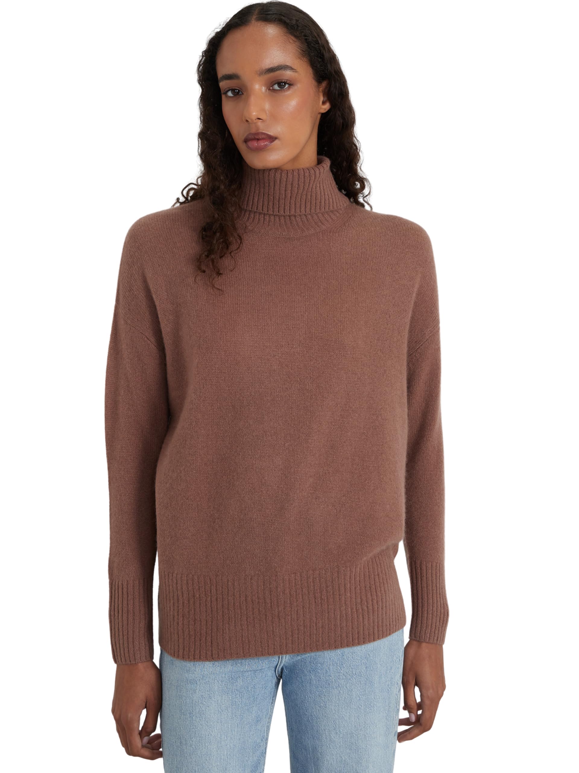 Style & Republic Maglione da donna a collo alto con vestibilità oversize in 100% cashmere, taglio generoso, elegante maglione in cashmere di alta qualità con scollo a tunnel, per autunno e inverno