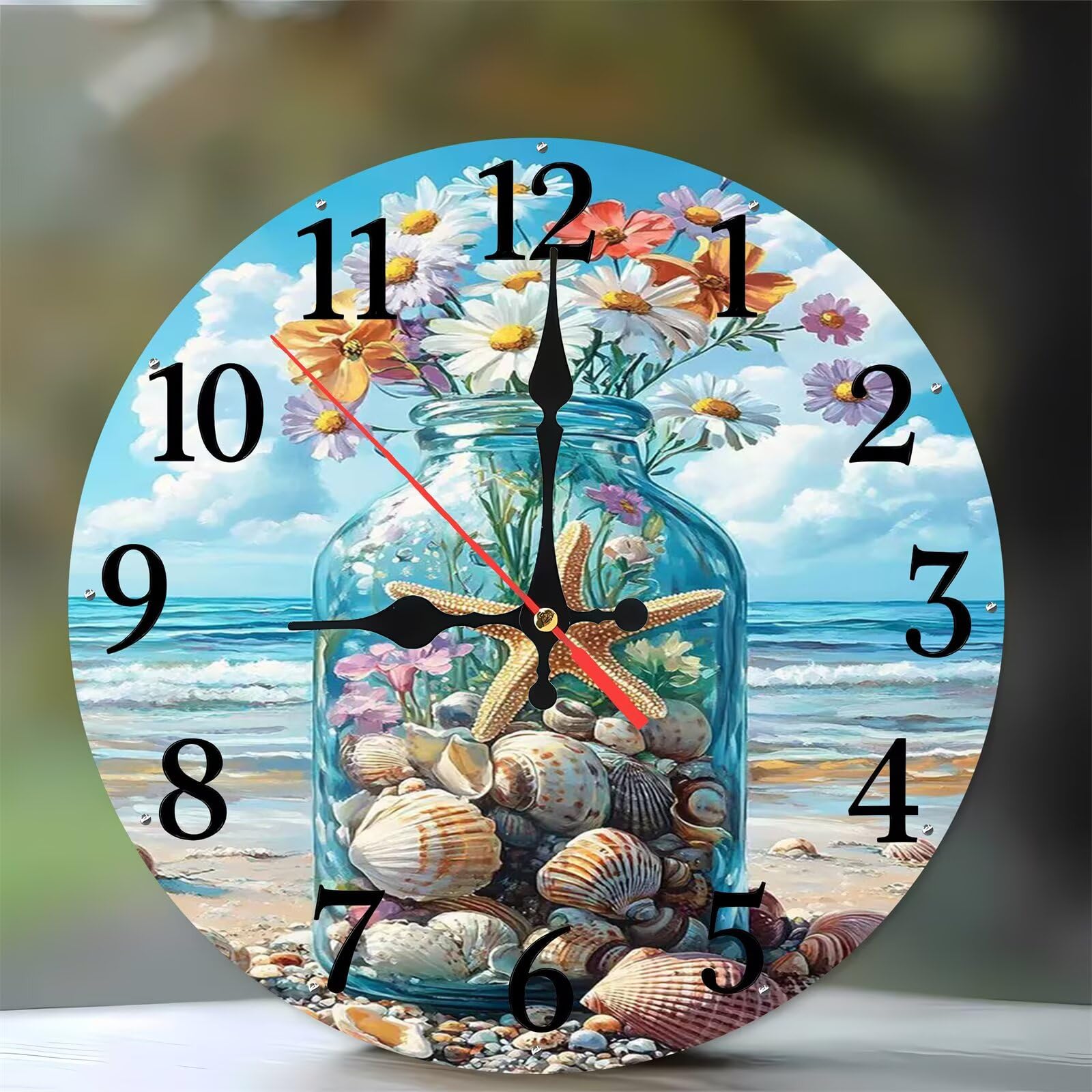 Horloge murale silencieuse sans tic-tac en bois 35 cm pour chambre
