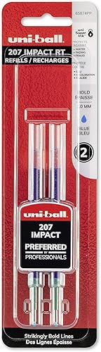 Miniatura 5 de uni-ball Bolígrafos de gel de impacto 207 con punta negrita, 0.039 pulgadas, azul, paquete de 12 y 207 repuestos de bolígrafo de gel Impact RT,