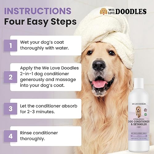 Miniatura 4 de Acondicionador y desenredante para perros, acondicionador 2 en 1 para alergias y picazón, fabricado en Estados Unidos, tratamiento de loción para