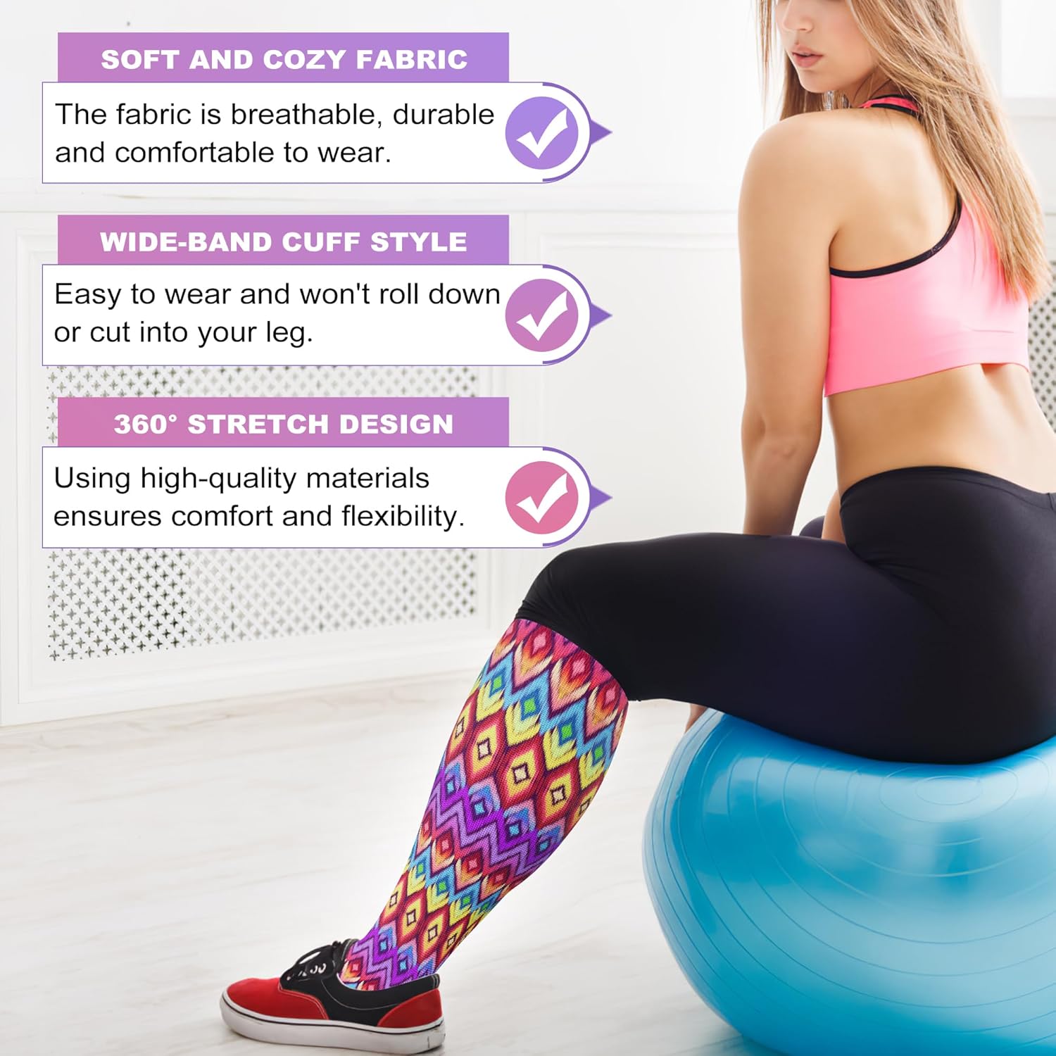 LEVSOX Plus Size Compression Socks for Women Men Wide Calf Extra Large 15-20 mmHg Knee High Sock for Nurses Pregnant Travel - Image 3