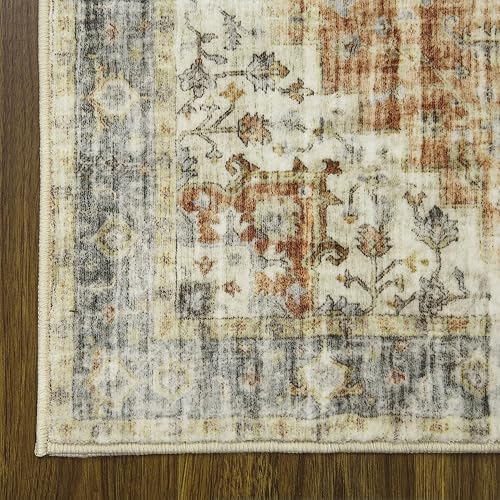 Miniatura 115 de COZYLOOM Alfombra de área de 2 x 6 pies, tribal, envejecida, para entrada, medallón vintage, alfombra para interiores, alfombra de pelo bajo, suave