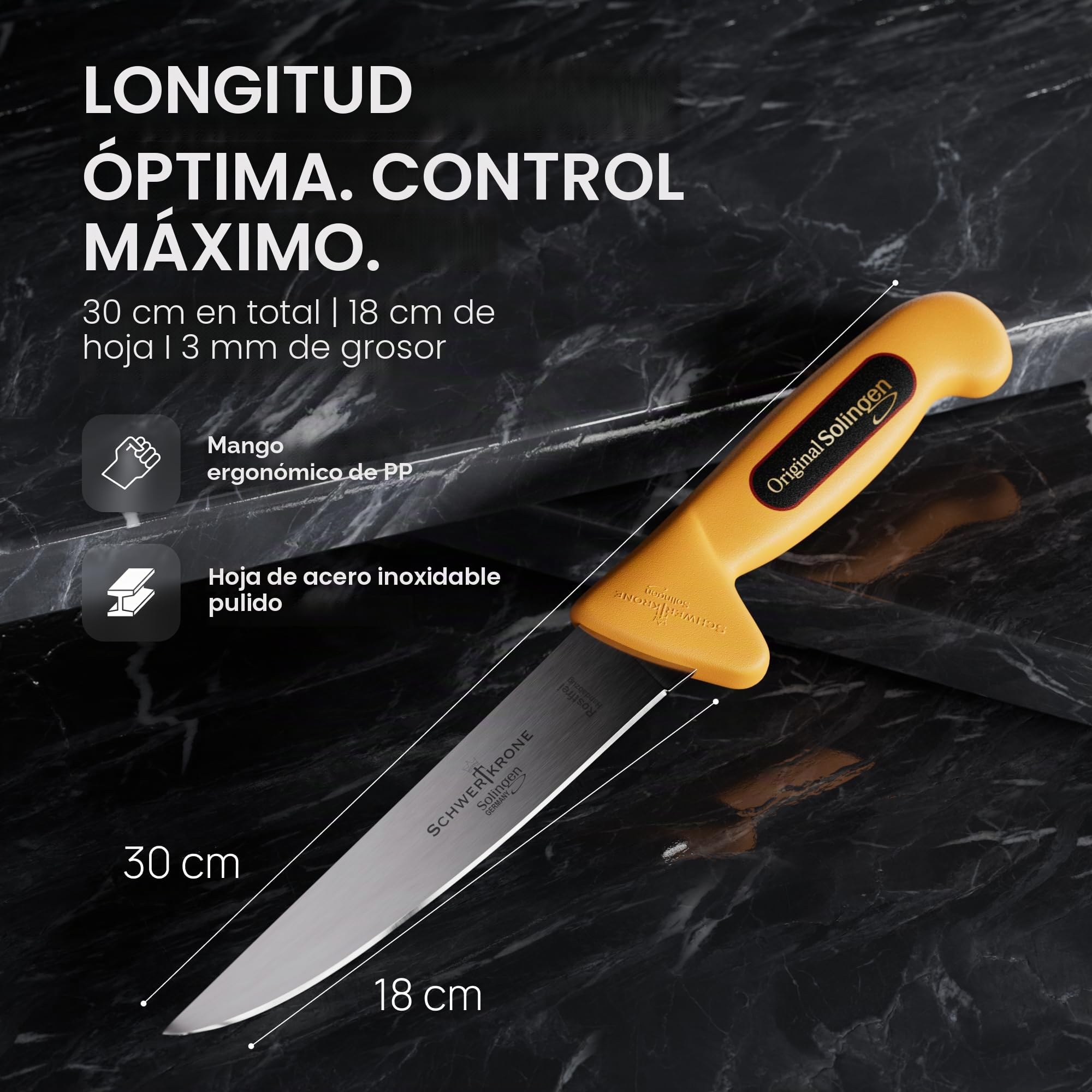 Schwertkrone Solingen - Cuchillos de carnicero profesional Made in Germany - Cuchillo de carnicero, cuchillo de deshuesar, cuchillo de carnicero, rifle de afilar