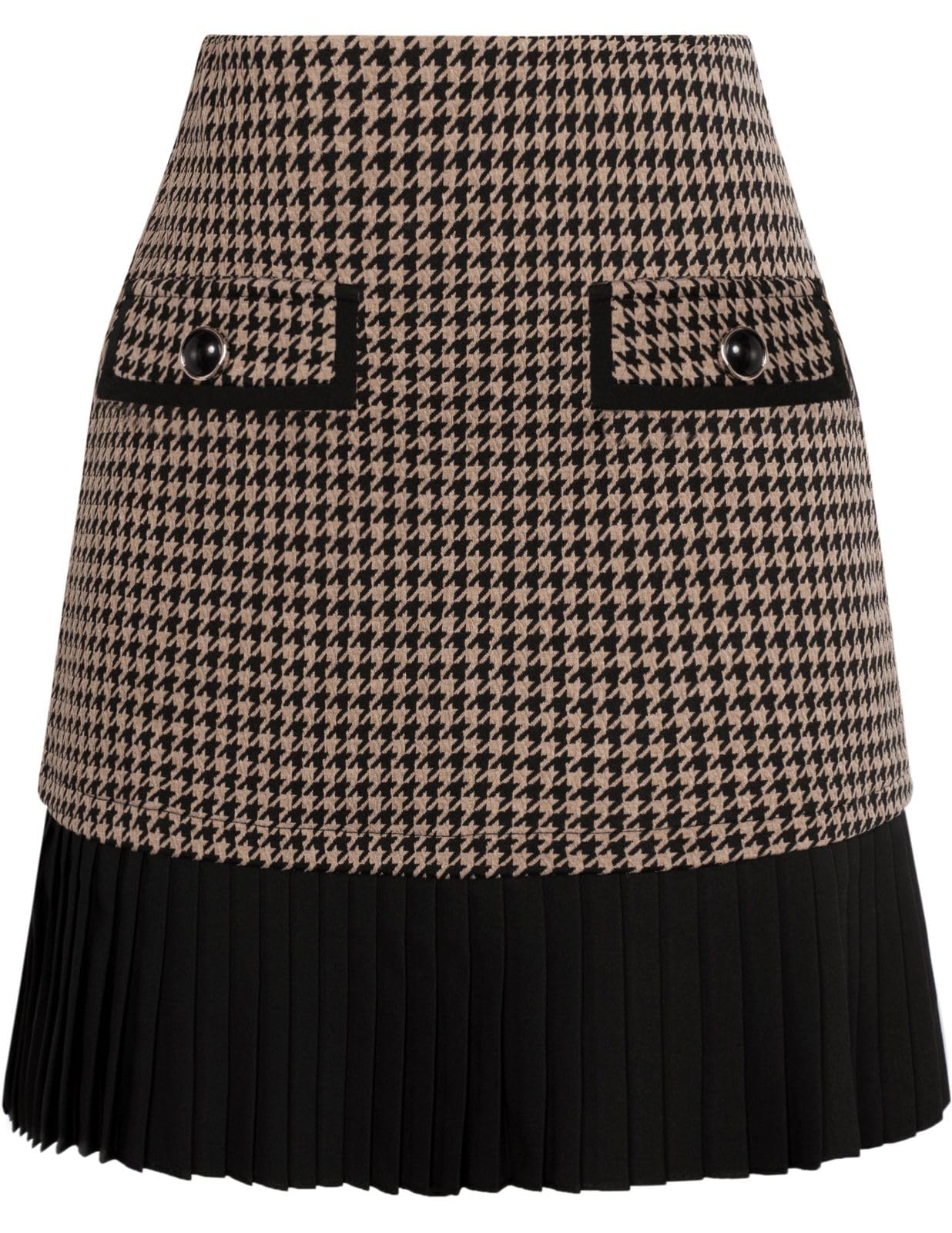 Kate Kasin Women's Casual Plaid High Waist Pleated A-Line Uniform Mini Skirt