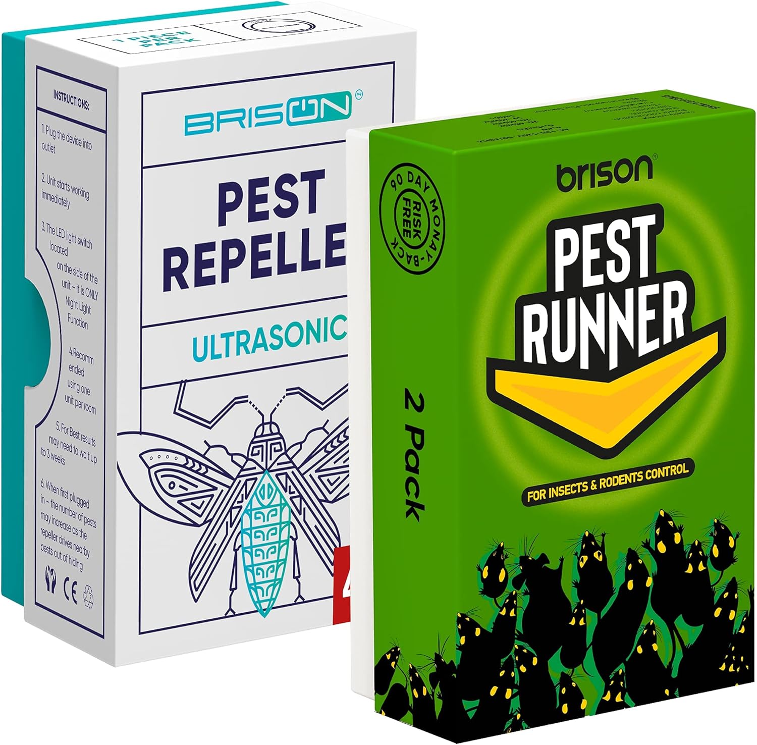 BRISON Ultrasonic Pest Repeller - Rodent Repellent Indoor Ultrasonic Control – Repellent for Mice Rat Bug Spider Roach Squirrel [2-Pack] : Garden & Outdoor