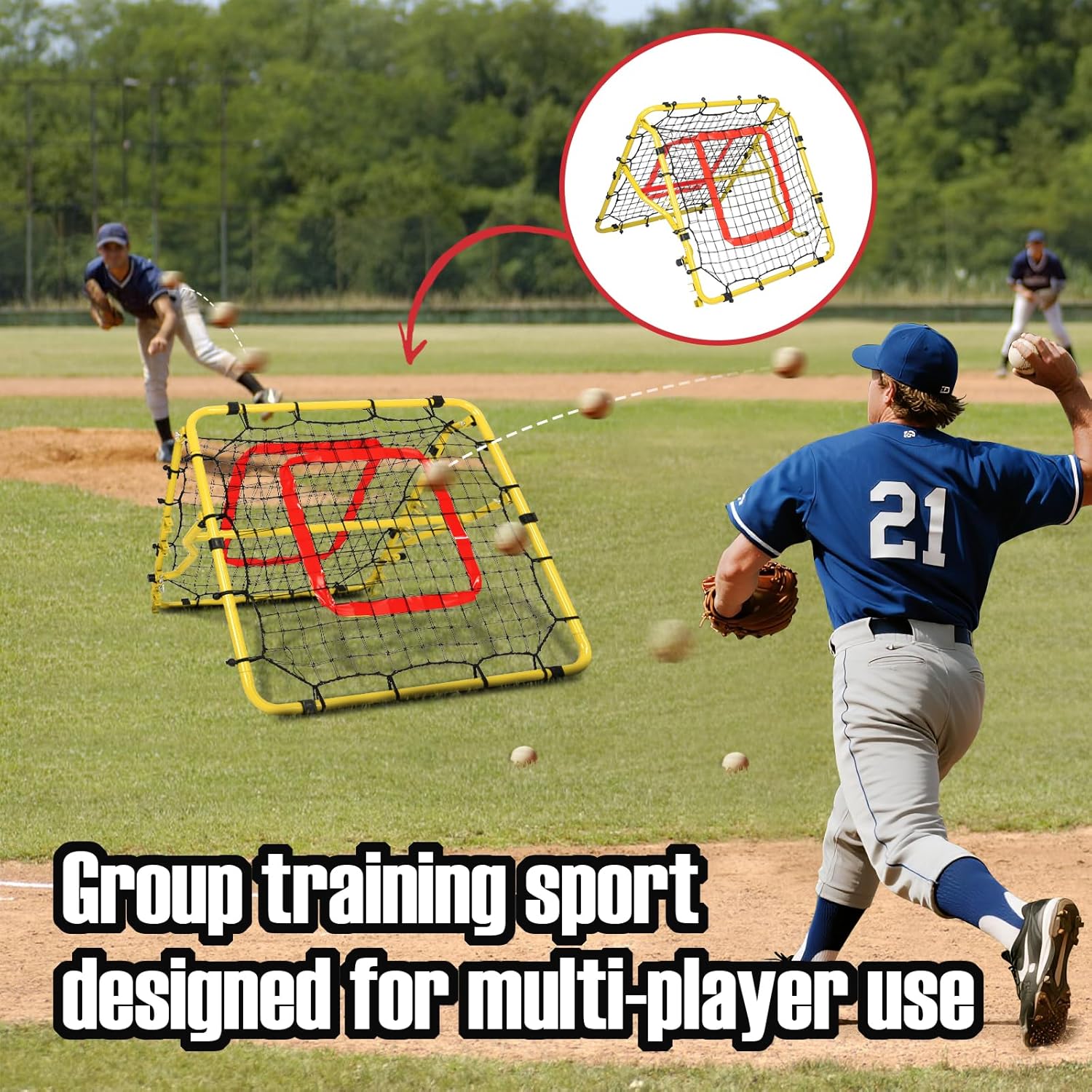 Storgem Baseball Softball Rebounder Net, Pitch Back Rebound Net,Soccer Rebound Net, Fielding Rebounder,Double Sided Adjustable Multi-Sports Pitching Rebound Net for Throwing Practice
